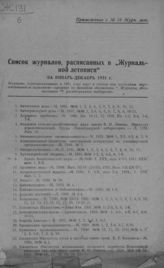 Журнальная летопись 1931 Приложение к №18